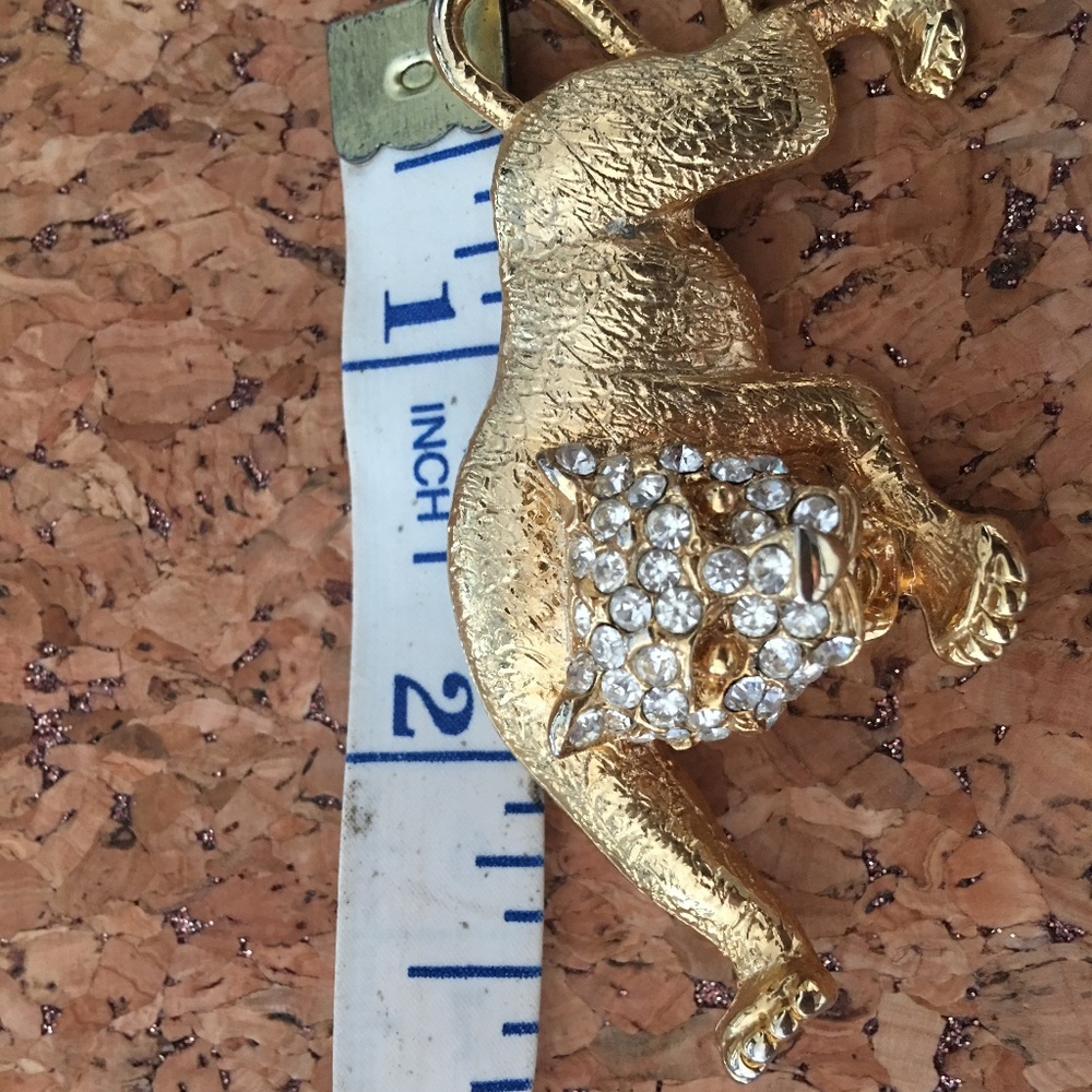 vintage rhinestone lion brooch pin - Picture 2 of 3